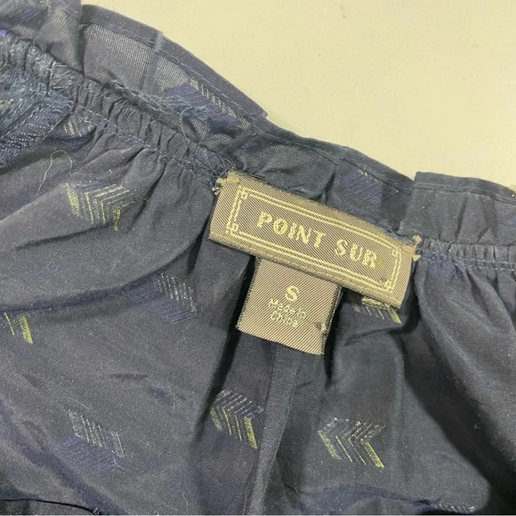 Point Sur J Crew Metallic Clip Dot Blouse Ruffle Neck - Picture 5 of 7